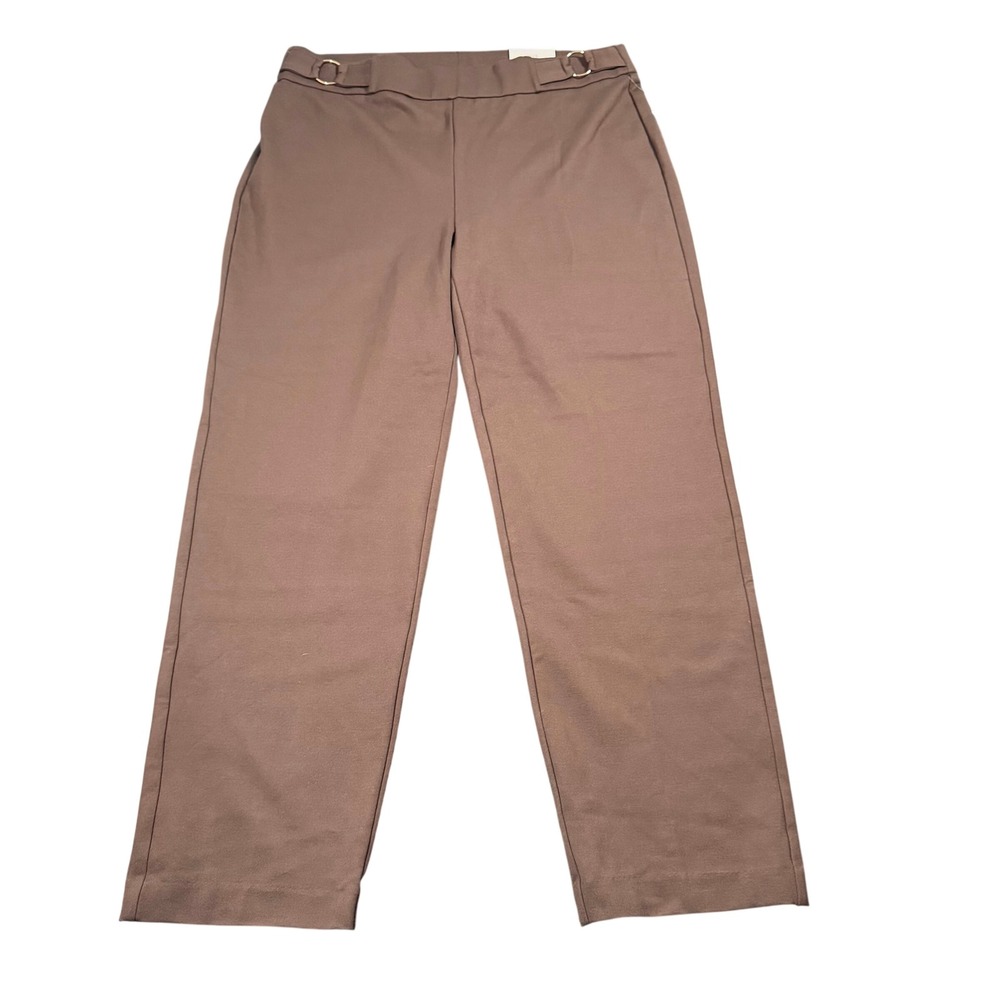 Rafaella Ponte Pant Womens Brown Stretch Straight Leg Career Dark Academia 16